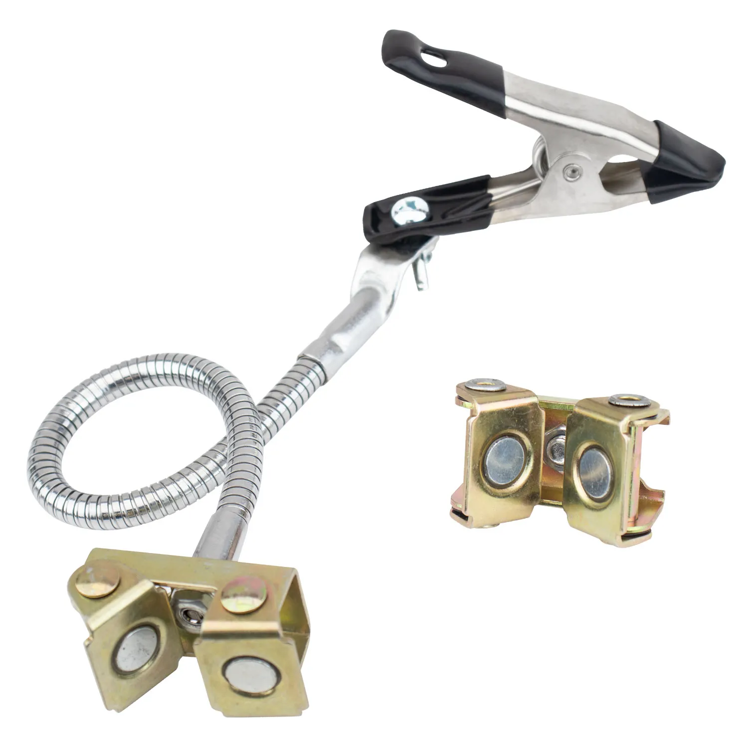 Magnetický držák SNAKE, s ohebným lankem 305 mm, svěrkou a dvěma nastavitelnými magnetickými podložkami V-Pad, AEK